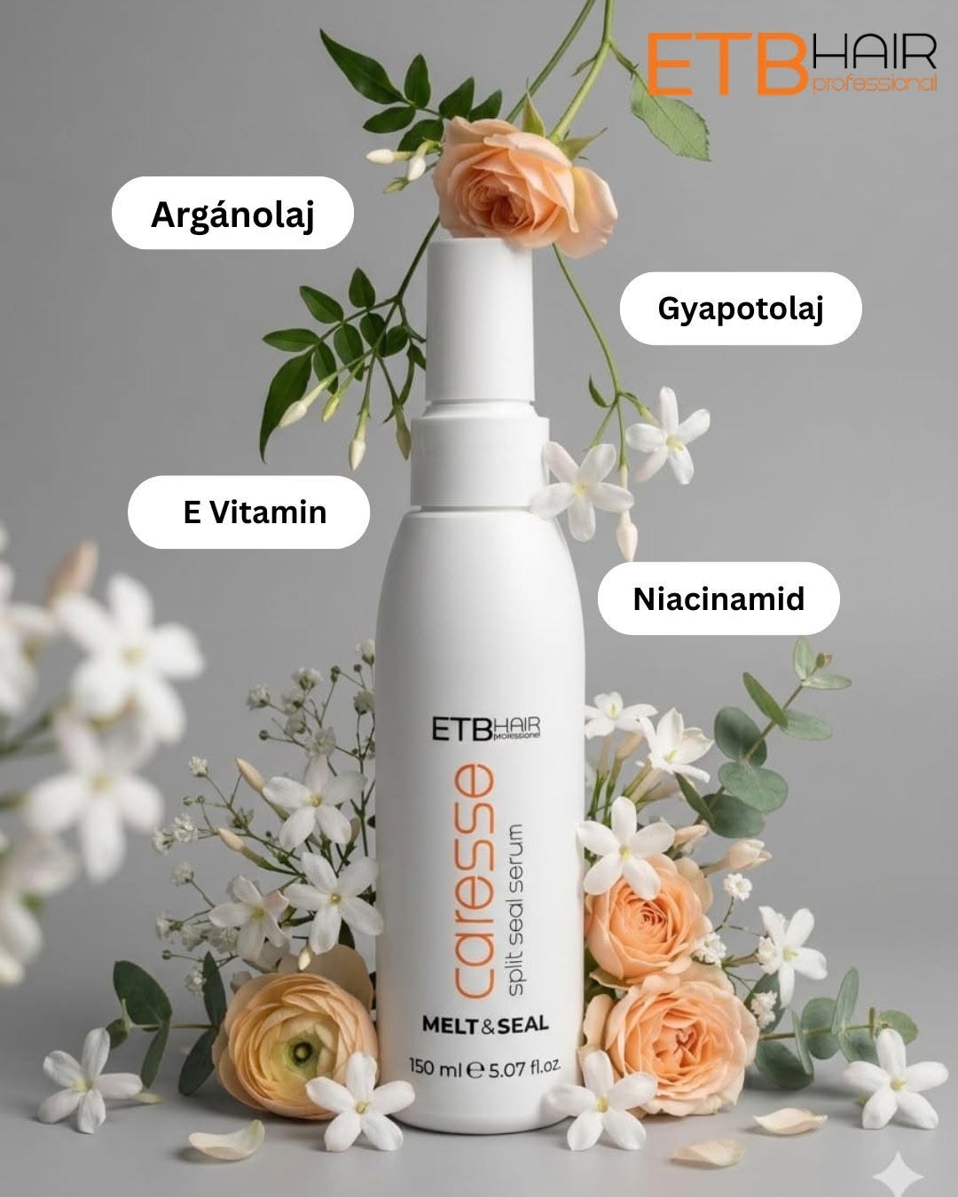  ETB HAIR PREMIUM MELT&SEAL – SERUM NETEZITOR PENTRU SIGILAREA VÂRFURILOR DESPICATE, FĂRĂ CLĂTIRE, 150 ML