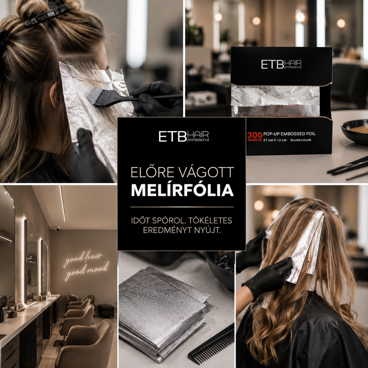 ETB Hair Folie Profesională Din Aluminiu Emborsată, Pretăiată 300 BUC X 27 CM X 12CM