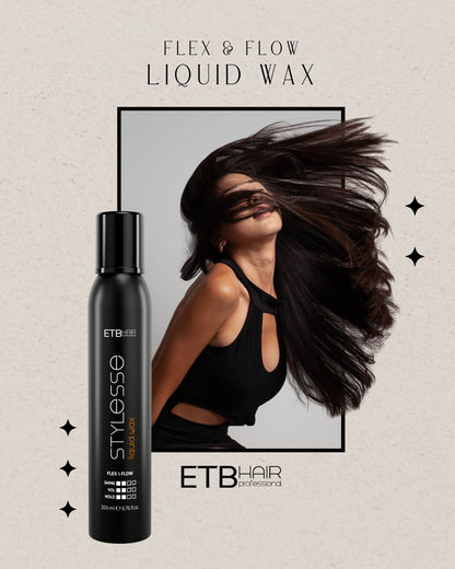 ETB Hair Stylesse Flex & Flow – Prémium Likvid Wax Hajspray, 200 ml