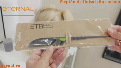ETB Hair Professzionális Prémium Karbon Antisztatikus Tupírfésű/Stílfésű Fekete-Sárga Színben
