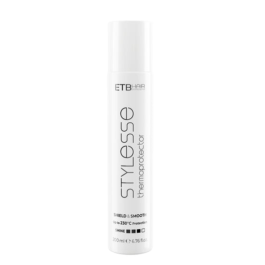 ETB Hair STYLESSE SHIELD & SMOOTH — Professzionális Hővédő & Hajkiegyenesítő Fényspray, 200 ml